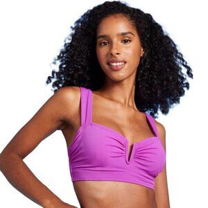 Shade & Shore Womens 34B Purple V-Wire Bandeau Bikini Swim Top